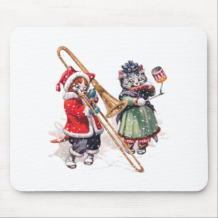 Mousepad O gato joga o Trombone na neve