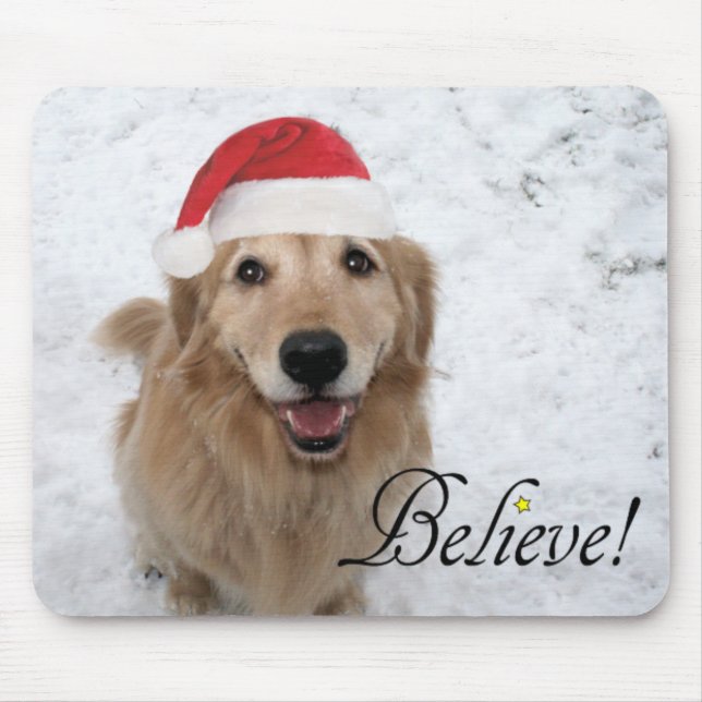 Mousepad O golden retriever acredita o Natal (Frente)