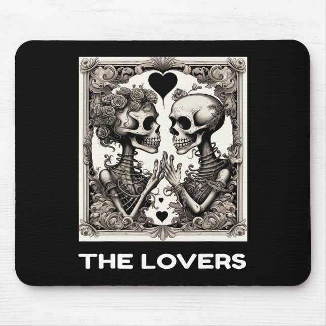 Mousepad O Gótico do esqueleto da placa de tarot dos amante (Frente)