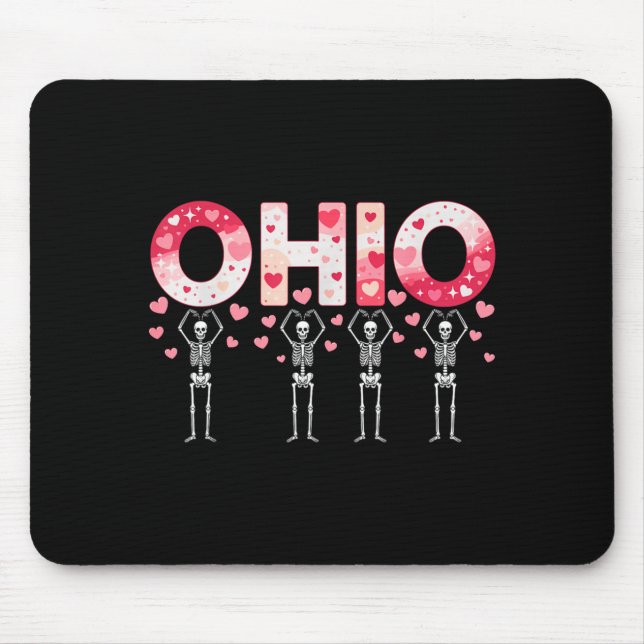 Mousepad O-h-i-o Funny Skeletons Ohio In Midwestern Valenti (Frente)