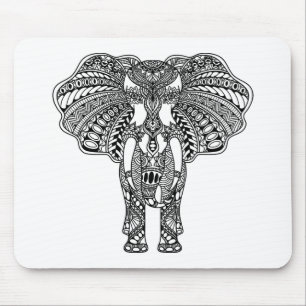 Mousepad O Henna Mehndi decorou o elefante indiano
