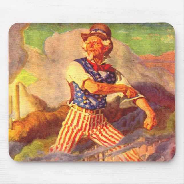 Mousepad O heroico Tio Sam, dos anos 40, enrola a manga (Frente)