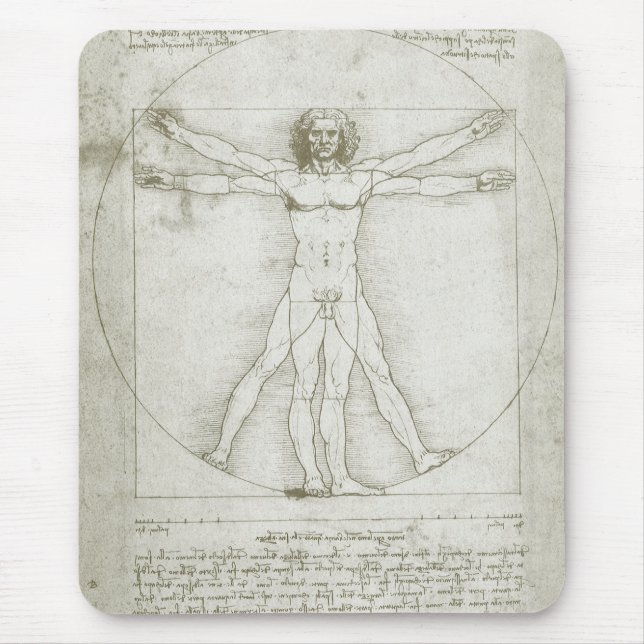 Mousepad O Homem Vitruviano de Leonardo da Vinci (Frente)