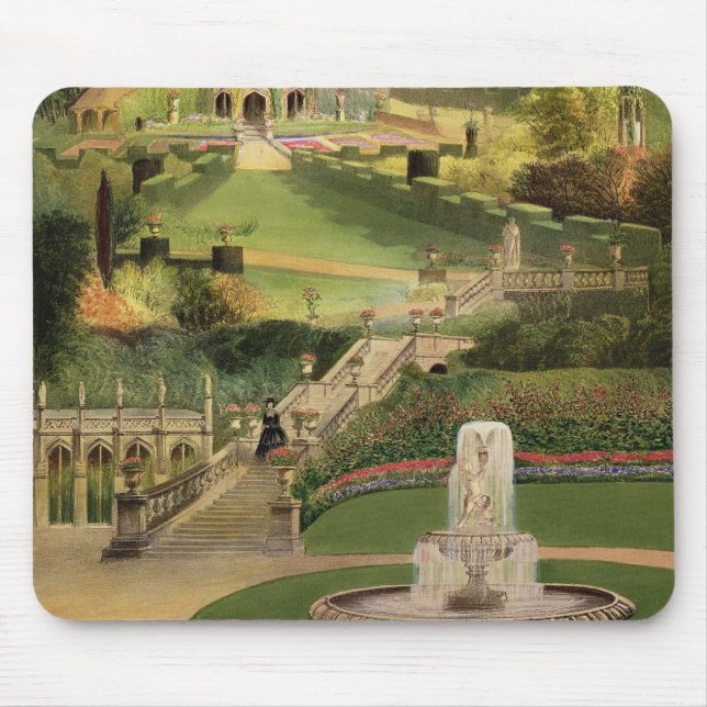 Mousepad O jardim no lado do monte, castelo Combe, 'de T (Frente)