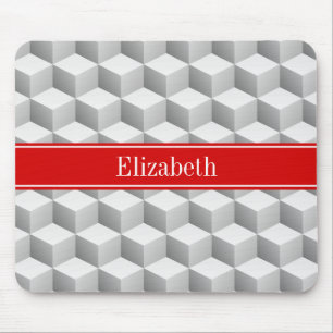 Mousepad O Lt olhar 3D branco cinzento cuba o monograma