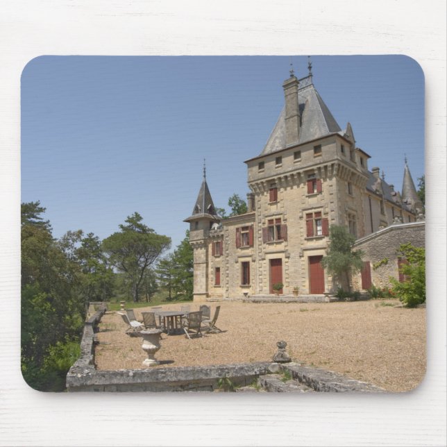 Mousepad O magnífico Chateau de Pressac e jardim (Frente)