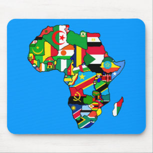 Mousepad O mapa africano de bandeiras de África dentro do
