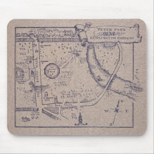 Mousepad O mapa de Peter Pan de jardins de Kensington