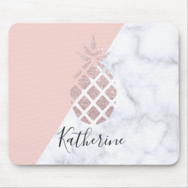 Mousepad O mármore branco do brilho cor-de-rosa elegante do