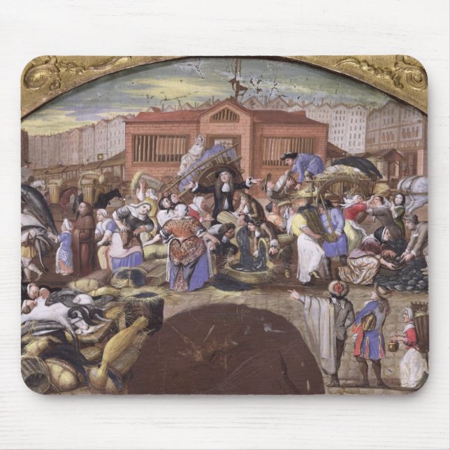 Mousepad O mercado de peixes em Les Halles, c.1660 (Frente)