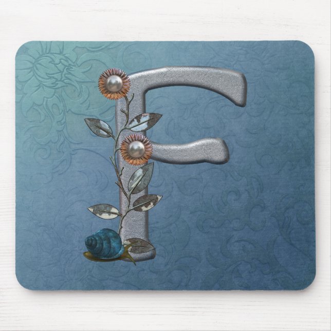 Mousepad O metal floresce o monograma F (Frente)