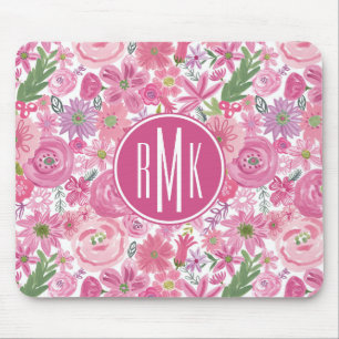 Mousepad O monograma   eu pico o teste padrão floral da