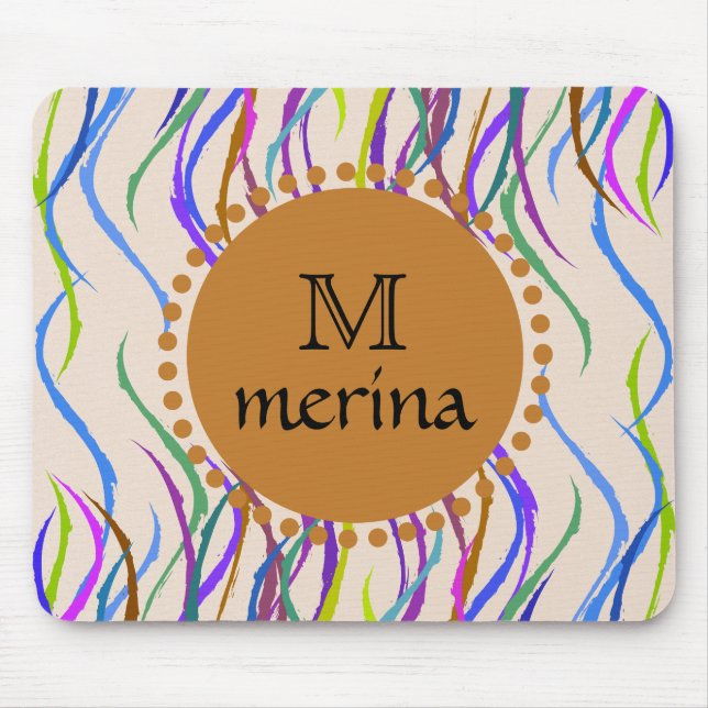 Mousepad O monograma pintado curva o círculo decorativo (Frente)