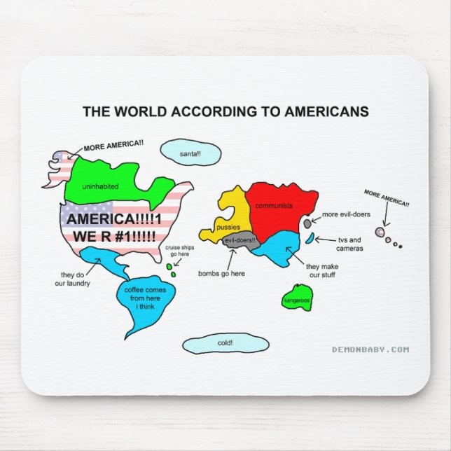 Mousepad O mundo de acordo com americanos (Frente)