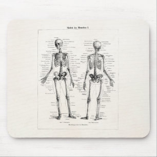 Mousepad O osso humano de esqueleto da anatomia do vintage
