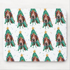 Mousepad O Padrão de Cachorro da Caça Basset é Natal