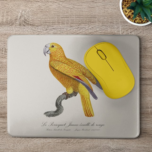 Mousepad O papagaio amarelo escamado de vermelho (Le Perroquet Jaune ecaille de rouge. Mouse Pad)