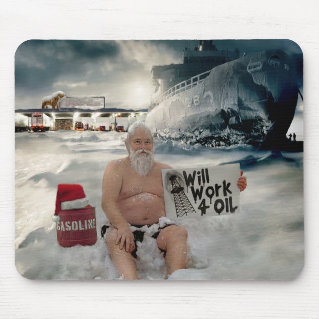 Mousepad O papai noel trabalhará para o óleo (Frente)