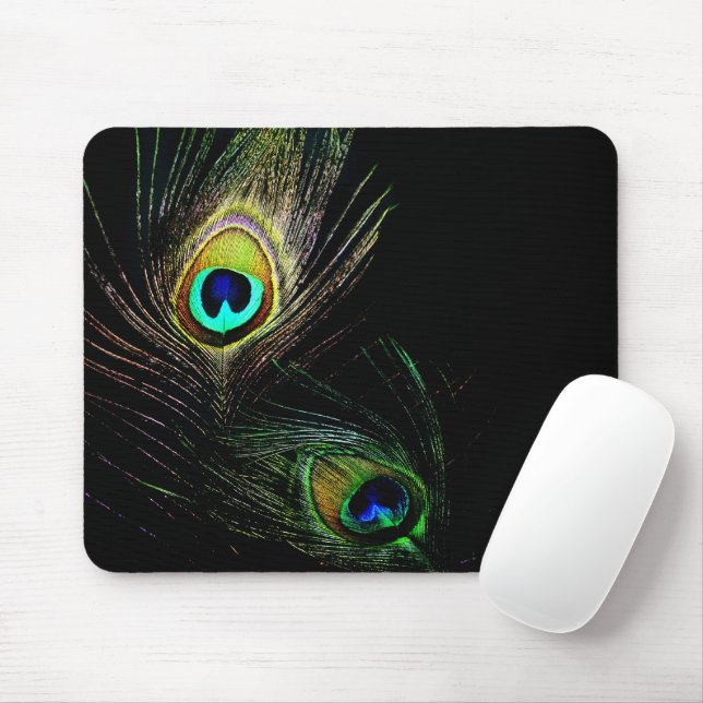 Mousepad O pavão chique colorido empluma-se a fotografia (Com mouse)