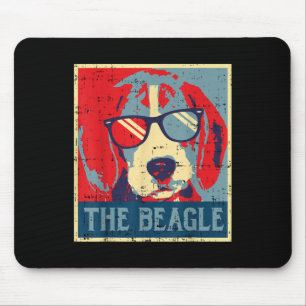 Mousepad O Poster de Beagle Obama Vintage Animal Pet Hound 
