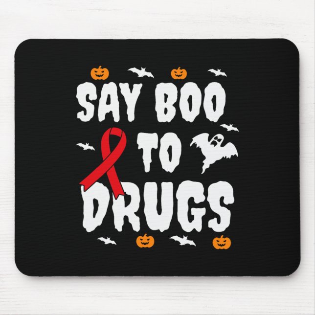 Mousepad O presente do Dia das Bruxas Diversão diz "Boo" pa (Frente)