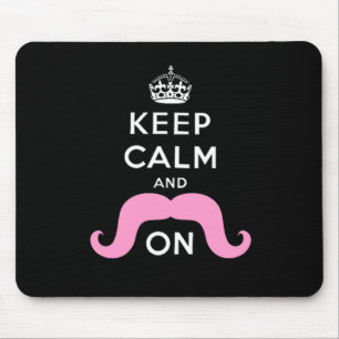 Mousepad O preto engraçado, rosa mantem a calma e o bigode