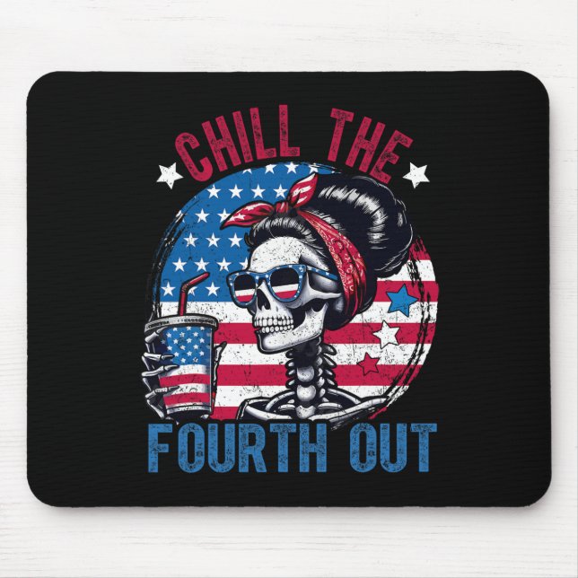 Mousepad O Quarto Fora Esqueleto Engraçado 4 de Julho Patri (Frente)