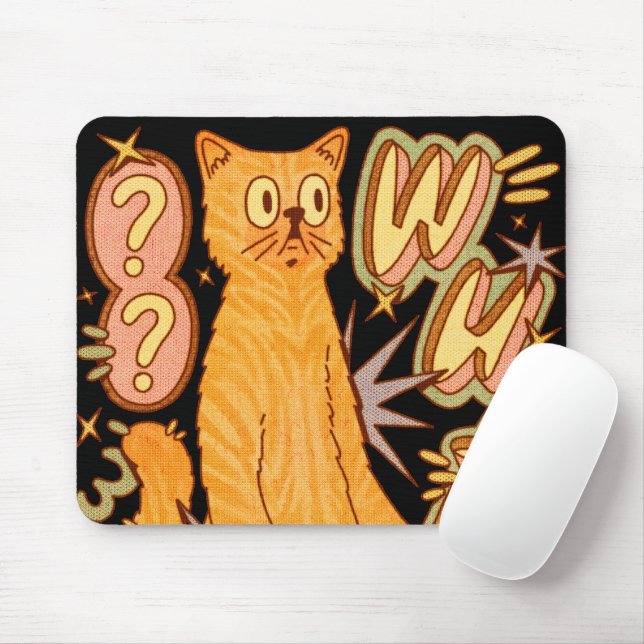Mousepad O quê? / Uma Ilustração De Gato Laranja (Com mouse)