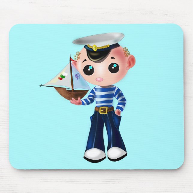 Mousepad O Rato Azul Pequeno Garoto Do Marinheiro Pad Sua C (Frente)