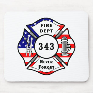 Mousepad O sapador-bombeiro 9/11 nunca esquece 343