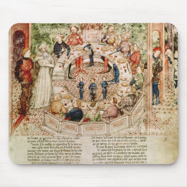 Mousepad O senhor Galahad é dado boas-vindas à mesa redonda (Frente)