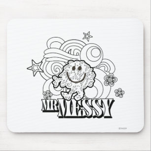 Mousepad O Sr. preto & branco Desarrumado   Stars & roda