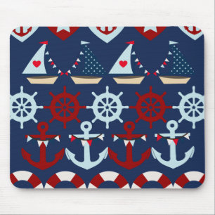 Mousepad O tema náutico do verão ancora lemes dos barcos
