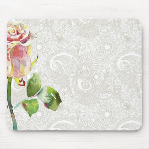Mousepad O teste padrão floral ornamentado com aguarela