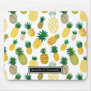 Mousepad O teste padrão na moda do abacaxi adiciona seu