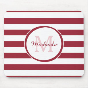 Mousepad O toldo esperto do vermelho carmesim listra o nome
