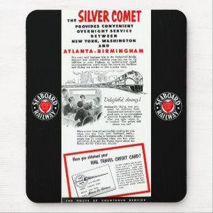Mousepad O trem do cometa da prata da estrada de ferro da