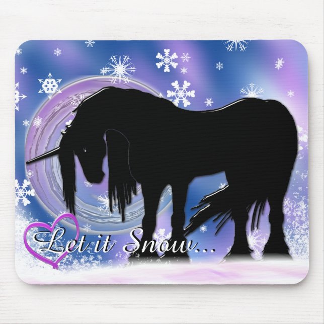 Mousepad O Unicórnio Preto Místico (Deixem-No Neve) (Frente)