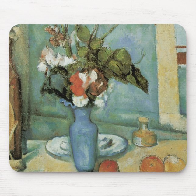 Mousepad O Vaso Azul (Flores e Frutas) por Paul Cezanne (Frente)