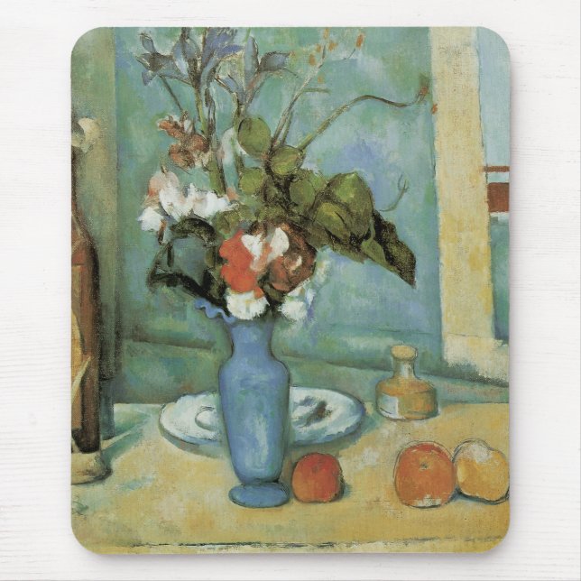 Mousepad O Vaso Azul (Flores e Frutas) por Paul Cezanne (Frente)