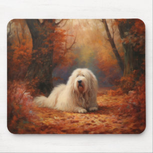 Mousepad O velho pastor de inglês no outono deixa cair insp