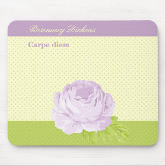 Mousepad O verde amarelo Polkadots da lavanda e aumentou