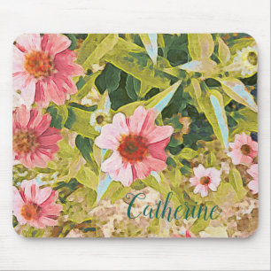 Mousepad O verde cor-de-rosa personalizado nome de