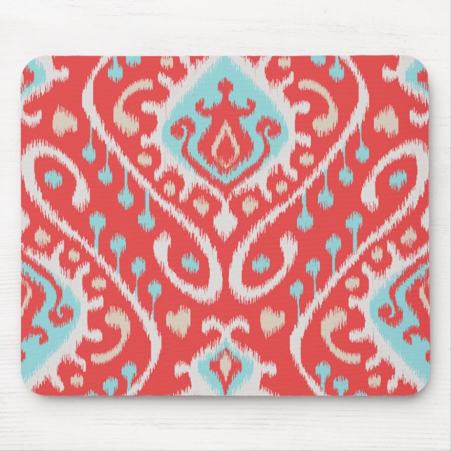 Mousepad O vermelho elegante chique e o ikat tribal de (Frente)