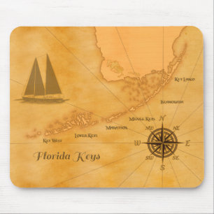 Mousepad O vintage Florida náutico fecha o mapa
