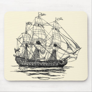 Mousepad O vintage pirateia Galleon, esboço de um navio de