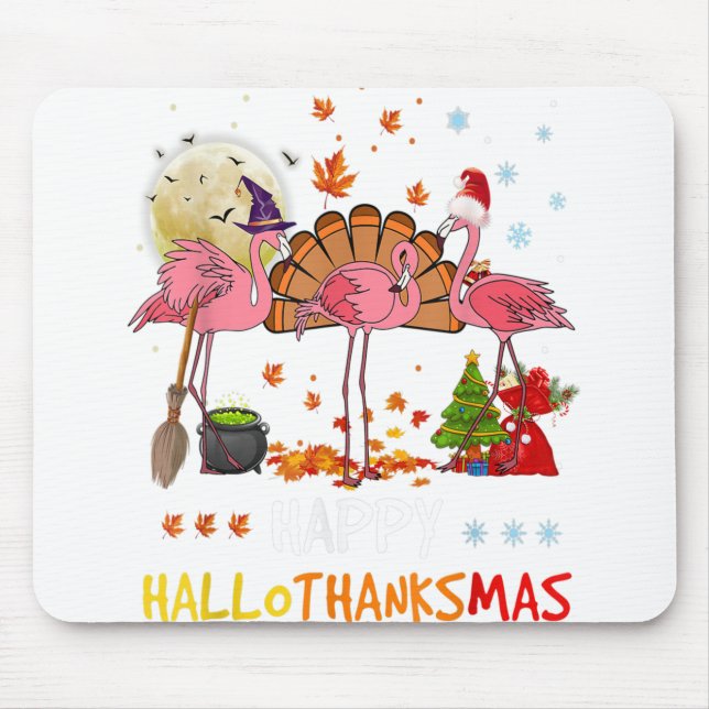 Mousepad Obrigado Feliz de Halloween do Flamingo Flamingo H (Frente)