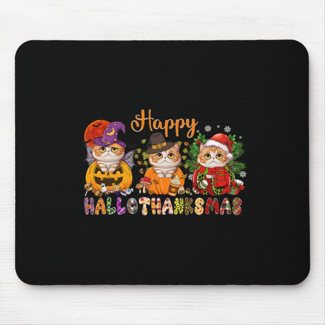 Mousepad Obrigado Feliz de Natal do Cat Halloween (Frente)