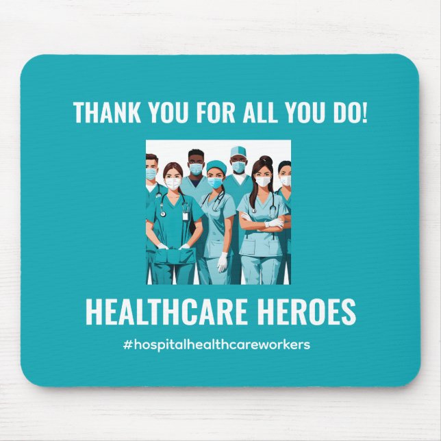 Mousepad Obrigado Heroes da Saúde Médico Enfermeiro (Frente)