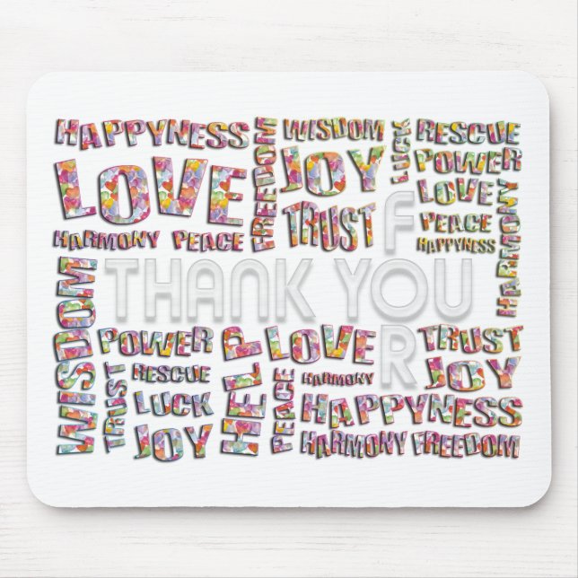 Mousepad Obrigado Por.. Corações | faça seu próprio backgr. (Frente)